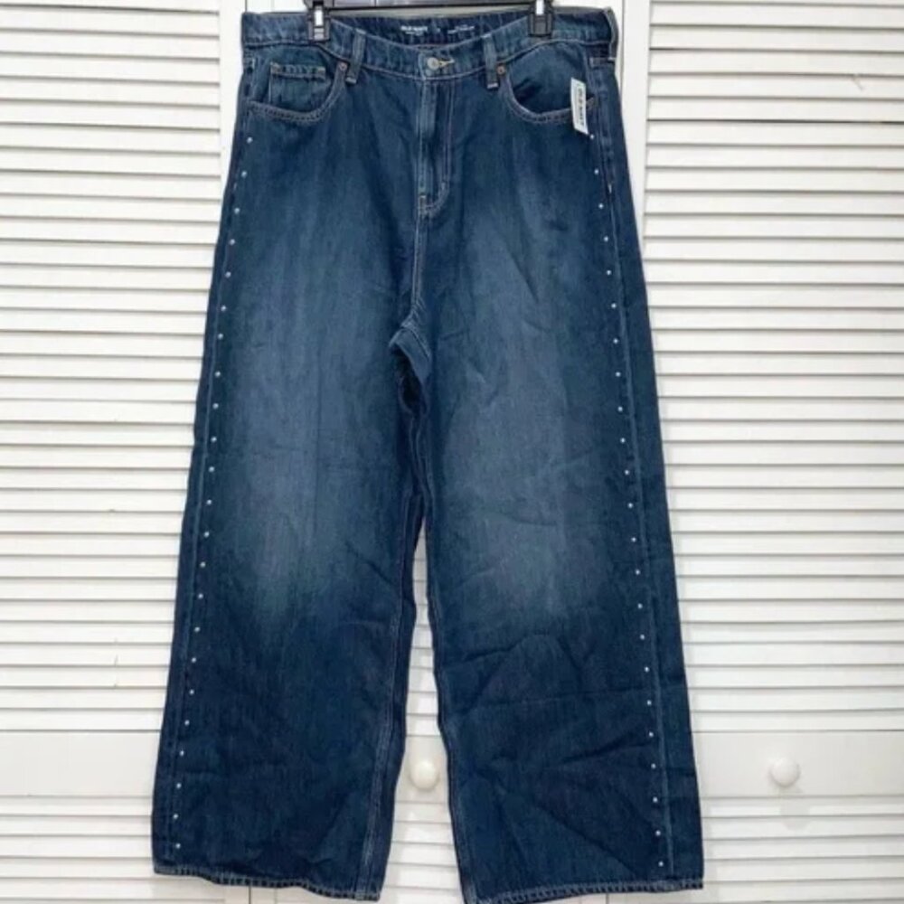 Old Navy High-Waisted Baggy Wide-Leg Studded Jeans Size 22